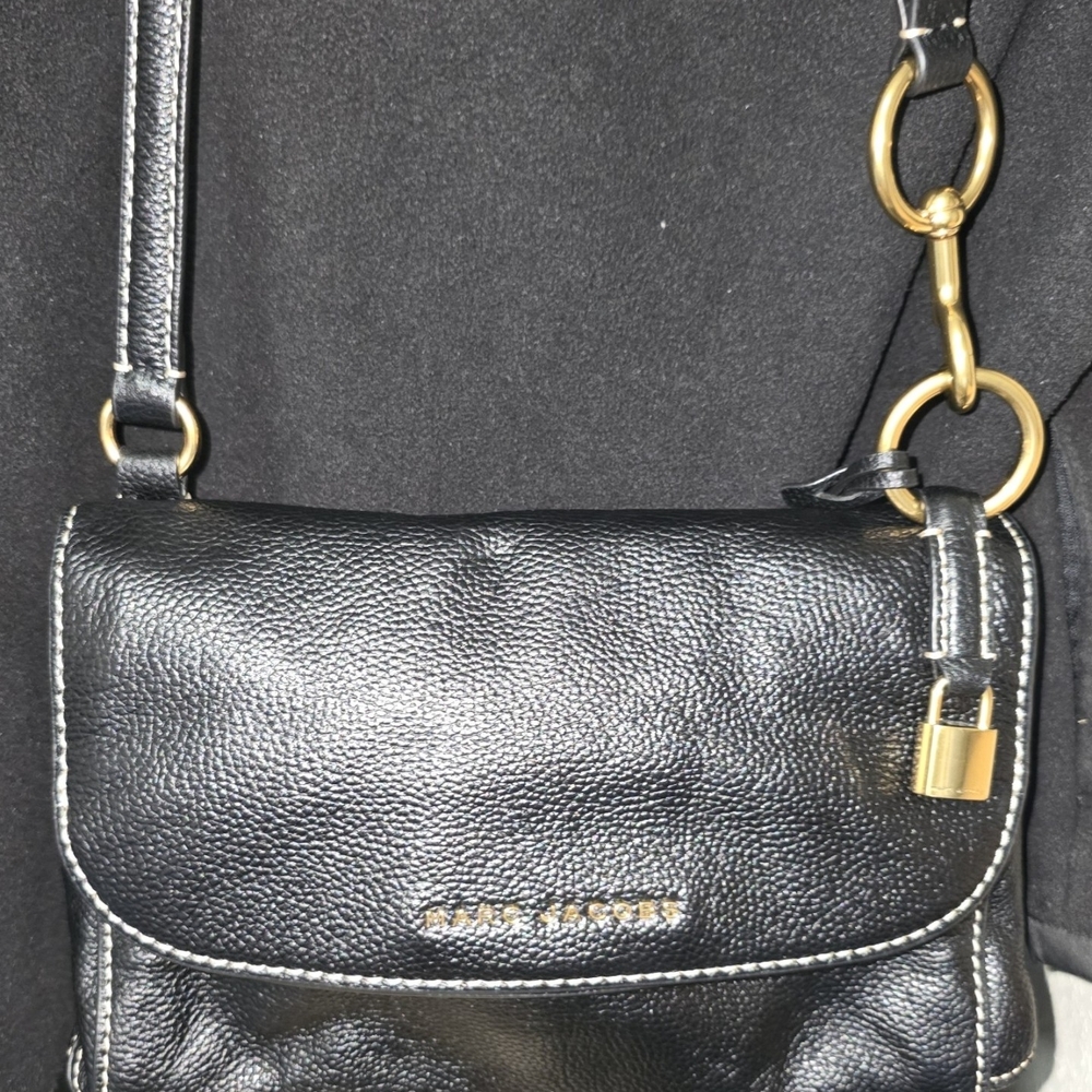 Marc Jacobs Black Crossbody Bag with Gold Hardware